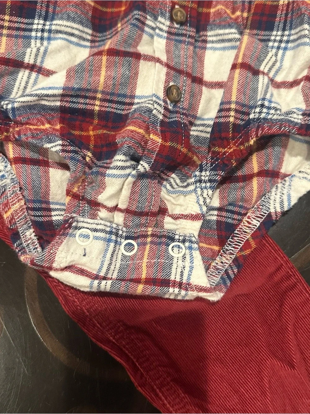 Carter's  Corduroy Kids Pants with Navy Suspenders and Flannel top, Size 18 Mos